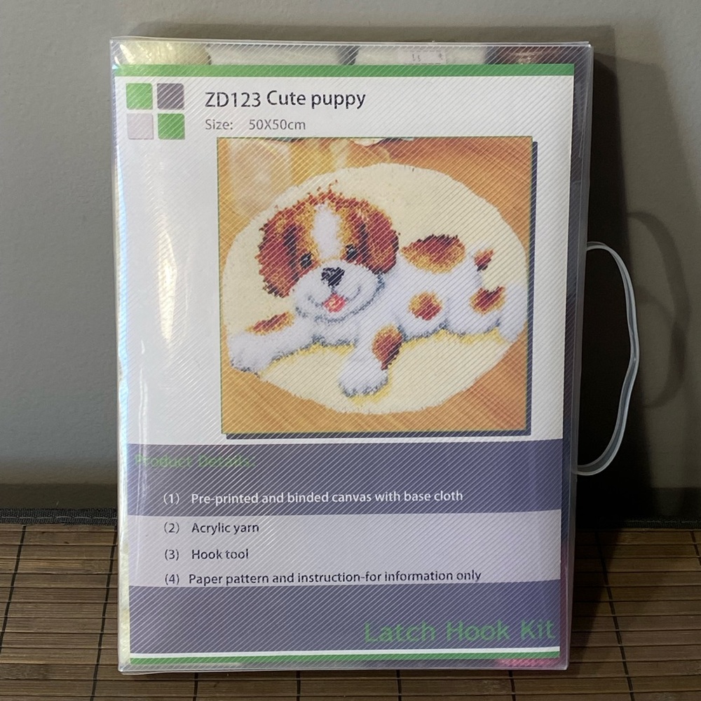 SOLD 🩷Cute Puppy Latch Hook Kit
Pre-printed canvas
50 x 50 cm in carrying case